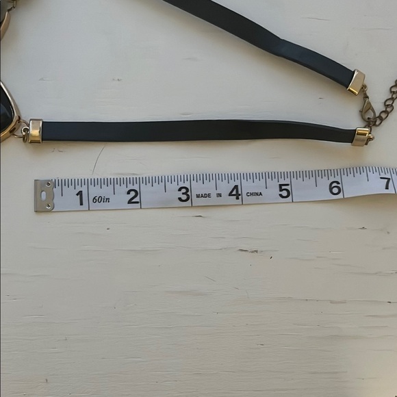 NWOT Leather Gold Accent Chunky Black White Brown Statement Necklace - Picture 10 of 11